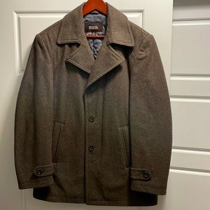 Mens Michael Kors brown wool over coat. Size M